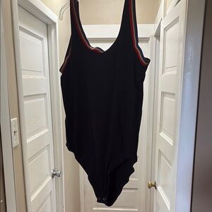 Black Bodysuit with Rainbow Trim